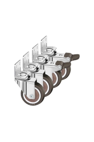 Tcgg - 4 Adet Döner Tekerlek Seti 50 Mm, 100 Kg Mobilya Tekerlekleri, Frenli L Şeklinde Mobilya Tekerlekleri 360 Derece Döner Diğer