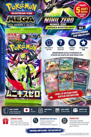 Pokémon Tcg Mega Nihil Zero Munikis Zero M3 Japonca Booster Pack 5 Kart Tekli Sürpriz -1 Paket
