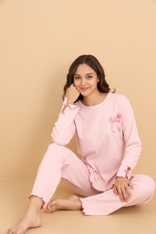 Mirano 8604 Pointel Kumaş Mevsimlik Günlük Kadın Pijama Takımı Pembe