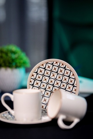 Beste 12 Parça 6 Kişilik Porselen Kahve Fincan Takımı