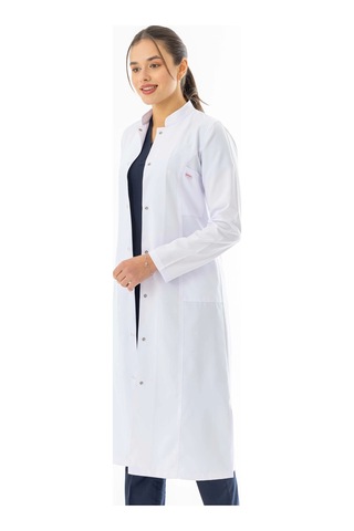 Hakim Yaka Maxi Boy Kadın Doktor Önlüğü Alpaka Kumaş Beyaz Bko004 Beyaz