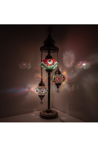 El Yapımı Hediyelik Lamba Mozaik Lambader Dekoratif Köşe Lambası 3'lü Lambader