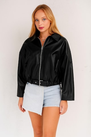 Prifaldi Pb Oversize Bomber Deri Ceket Siyah