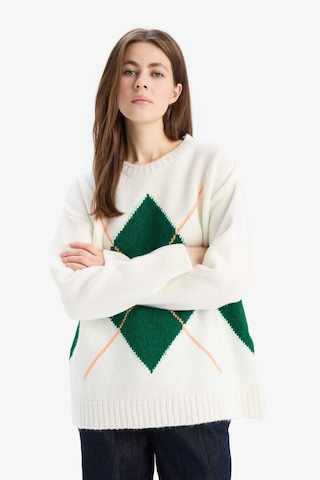 DeFacto Oversize Geniş Kalıp Baklava Dilimli Bisiklet Yaka Triko Kazak F1233AX25SPGN943 Yeşil