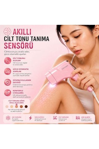 Omnex Eliteglow Buz Başlıklı Akıllı Cilt Sensörlü 10 Kademe Enerji Ipl Lazer Epilasyon Cihazı