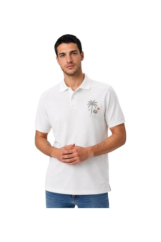 Arma Ar-ma Erkek Polo Yaka Tişört Resim Baskili Örme Kumaş Regular Fit %100 Pamuk 30/1 Çift Toplama Penye Pike Y31374358102 Beyaz-b1