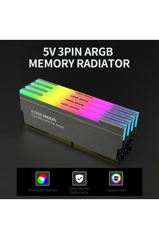 Reedark "5v 3pın Argb Hafıza Soğutucu - Yazılım Ve Coolmoon Hub İle Aydınlatma Kontrolü"