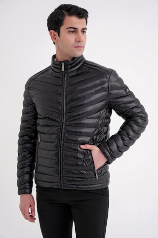 Slim Fit Hakim Yaka Yan Cepli Kaz Tüyü Siyah Şişme Mont Mt 176 Siyah
