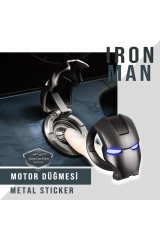 Start Stop Tuşu Kapağı Iron Man Metal Tuş Koruyucu Çinko Siyah