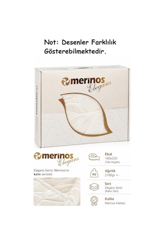 Merinos Elegans Kalın Embos Tek Kişilik Kutulu Battaniye 160x220 - Kemik