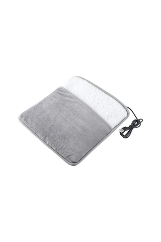 Kış Elektrikli Ayak Isıtma Pedi Usb Şarj Yumuşak Peluş Gri