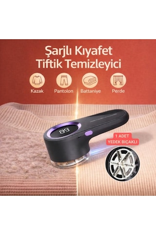 Coofbe Dijital Ekranlı Şarjlı 6 Bıçaklı Şarjlı Tüy Temizleme Ve Tiftik Temizleme Makinesi Tiftik Toplayıcı Açık Bej