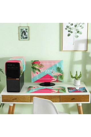 Sones 3'ü 1 Arada Basit Masaüstü Bilgisayar Pc Toz Kılıfı, Boyut: 25-27 İnç Büyüleyici Flamingo Diğer