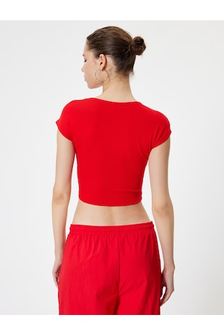 Koton Basic Tişört Kap Kol Bisiklet Yaka Modal Karışımlı Slim Fit Kırmızı 5wal10291ık Kırmızı