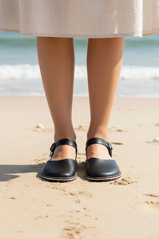 Bodhi Handcraft Kadın Barefoot Hakiki Deri Minimalist Günlük Sandalet El İmalatı Siyah
