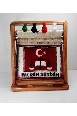 100tel Avukat İsim Motifli El Dokuması Hediyelik Minyatür Halı Çok Renkli