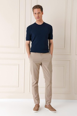 Efor Slim Fit Bisiklet Yaka Kısa Kol Lacivert Triko Tr 869 Lacivert