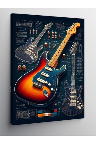 Kanvas Tablo İki Gitar Ve Melodi Planı 50cmx70cm