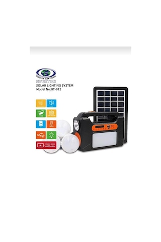 Rt-912 Güneş Enerjili 3 Ampullü Mp3 Bluetooth Radyolu Aydınlatma