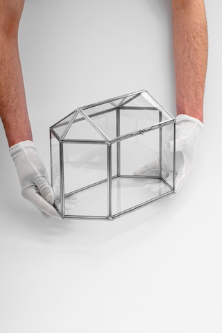 Cam Kart Kutusu Geometrik Fanus Gümüş