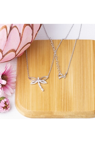 Yusufçuk Baget Taşlı Model 925 Ayar Gümüş Kadın Kolye Gümüş - Rodyum