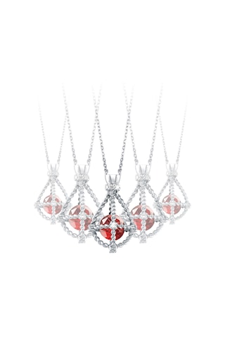 Pırlanta Lilarote Yakut Taşlı Gümüş  Kolye