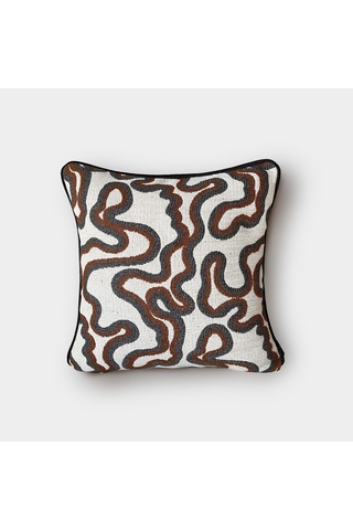 "loop" Dokulu Desenli Kırlent - 45x45 Kiremit - Gri