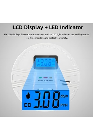 Dancemonkey Duman Ve Karbonmonoksit Dedektörü - 2'li Set, Lcd Ekranlı, Pil İle Çalışan