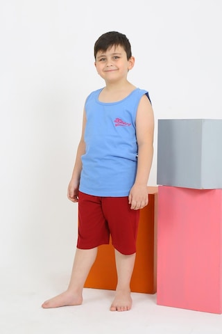 Akbeniz Erkek Çocuk Sıfır Kol Şortlu Mavi Penye Pijama Takımı 20434