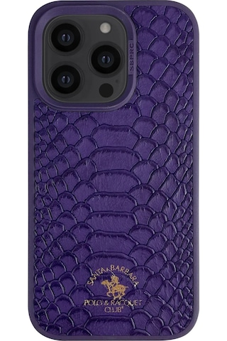 Santa Barbara Polo Racquet Club Apple iPhone Uyumlu 14 Pro Max Kılıf Pu Deri Timsah Tasarım Business Knight Kapak Mor