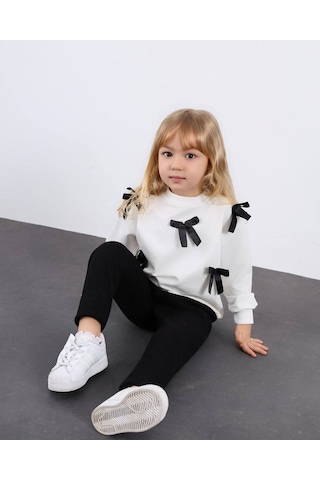 Miniko Kids Kız Çocuk Bayramlık Fiyonk Detaylı 2li Takım Siyah