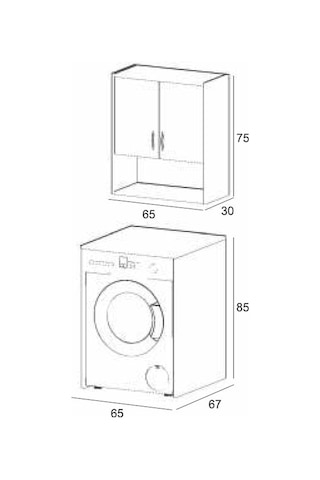 Denko Marmara 65 Cm Mdf Çamaşır Makinesi Banyo Dolabı Takımı Çok Renkli
