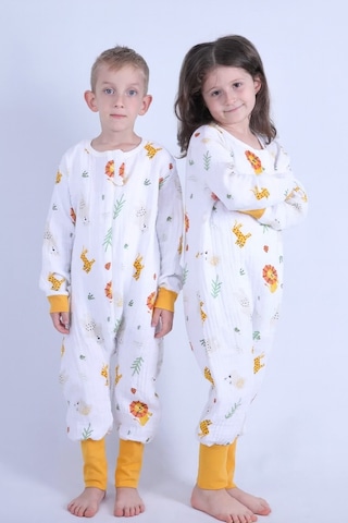 For My Baby 1 Tog Çocuk Uyku Tulumu Unisex Uzun Kollu Uyku Tulumu Ekru-turuncu