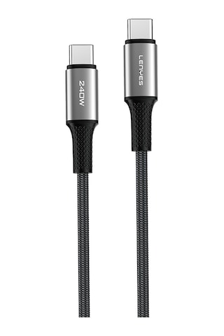 Lenyes Lc563 Type-c To Type-c Pd Örgü Tasarımlı Hızlı Şarj Özellikli Data Şarj Kablosu 240w 1m Siyah