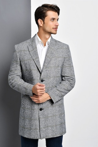 Plt8390 Dewberry Erkek Palto-ekose Gri