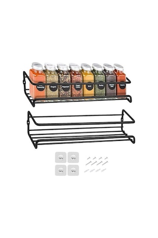 2 Paket Duvar Montaj Baharat Raf Organizatör Metal Asılı Baharat Rafları Tek Katmanlı Baharat Organizatör Raf Kapı, Dolap, Kiler Depolama Tutucular & Amp Raflar 4