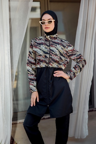 Remsa Paraşüt Tam Kapalı Tesettür Mayo R4806 Safari Siyah