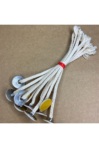 Pamuk İp Fitil No:20 + Yapışkanlı Sehpa - 20 Adet 15cm Boy