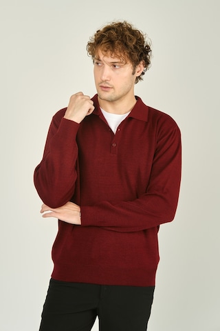 Ateş Triko Erkek Polo Yaka Düğmeli Yün Kazak 6091023 D.bordo D.bordo Bordo