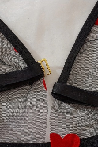 Kalp Desenli Siyah Transparan Gecelik Brf1378 Siyah