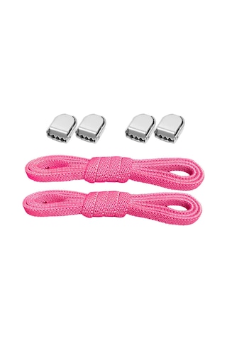 Akıllı Kilitli Ayarlanabilir 1 Çift Fuşya Pembe 6 Mm Lastik Pratik Bağcık Pembe