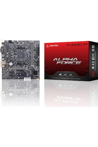 Arktek Alpha Force, Ak-b450m Eg, 2xddr4, M.2, D-sub, Dvı, Hdmı, Am4 Soket Anakart