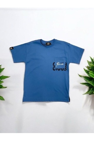 Carinos Erkek Çocuk Movement Yazılı Pamuklu Tshirt-14178-mavi Mavi