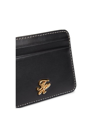 Th Scrıpt Leather Cc Holder SİYAH