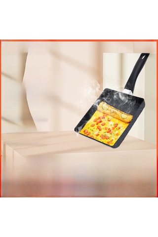Youmex Japon Usulu Multifonksiyonel Mutfak Tava: 15x18cm Demir Mefarosh Taşlı Kaymaz Yumurta Ve Yumurta Sarma Tavası, Düz Taban, Ahşap Kollü Diğer