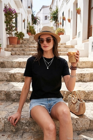 Lela Pamuklu Oversize Fit Bisiklet Yaka Bayan T Shirt 5866097 Siyah