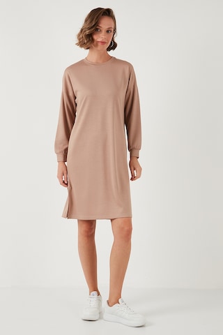 Lela Modest Oysho Kumaş Relaxed Fit Yırtmaçlı Bayan Tunik 5865878 Bisküvi