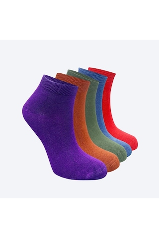 Kral Socks Kadın Kaliteli Bambu Patik 5'li Dikişsiz Görünmez Parfümlü Çorap Asorti 5