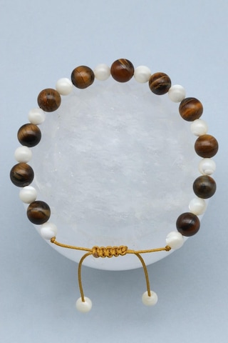 Alibaba Doğaltaş Kaplan Gözü - Sedef Doğal Taş Makrome Örme Bileklik Çok Renkli