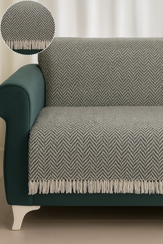 Pamuklu Koltuk Örtüsü 170x210 Cm Tekli&üçlü Koltuk,çekyat Ve Berjer İçin Modern Çizgili Yıkanabilir Antrasit